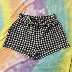 SHEIN Black and White Gingham High Waist Shorts